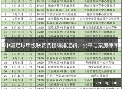 中国足球甲级联赛赛程编排逻辑,公平与票房兼顾 中国足球甲级联赛赛程编排逻辑,公平与票房兼顾